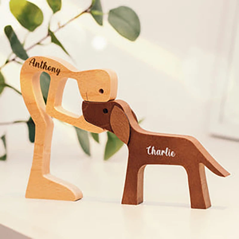 Estatueta de madeira personalizada - Paixão canina